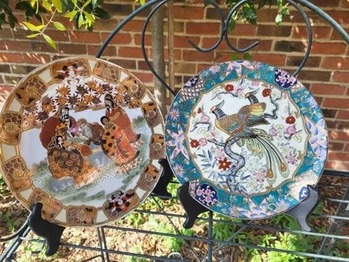 Ensemble de 2 belles assiettes décoratives japonaises, Enlèvement ou Envoi