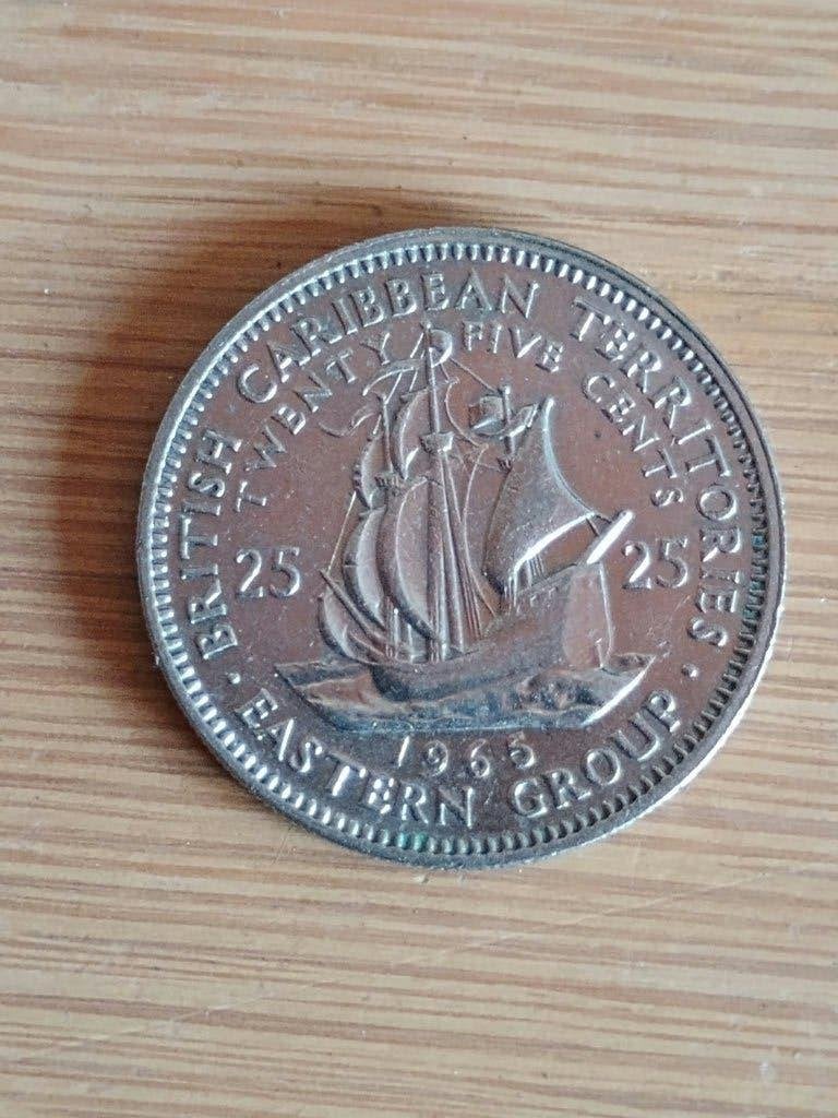 BRITSE OOST CARRIBISCHE STATEN 25 Cents 1965 - Lot 066, Postzegels en Munten, Ophalen of Verzenden, Midden-Amerika, Losse munt