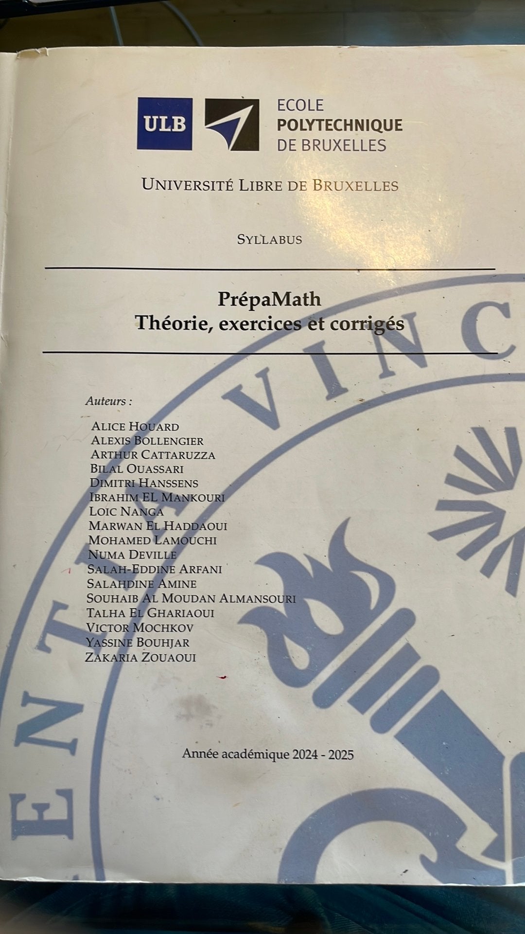 Prepa math ULB syllabus, Livres, Enlèvement