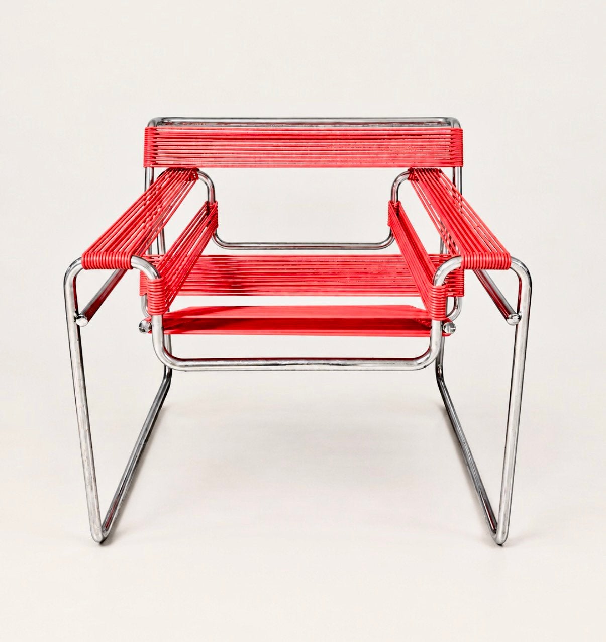 Vintage Wassily Chair — Red Spaghetti Cord, Italy, Ophalen