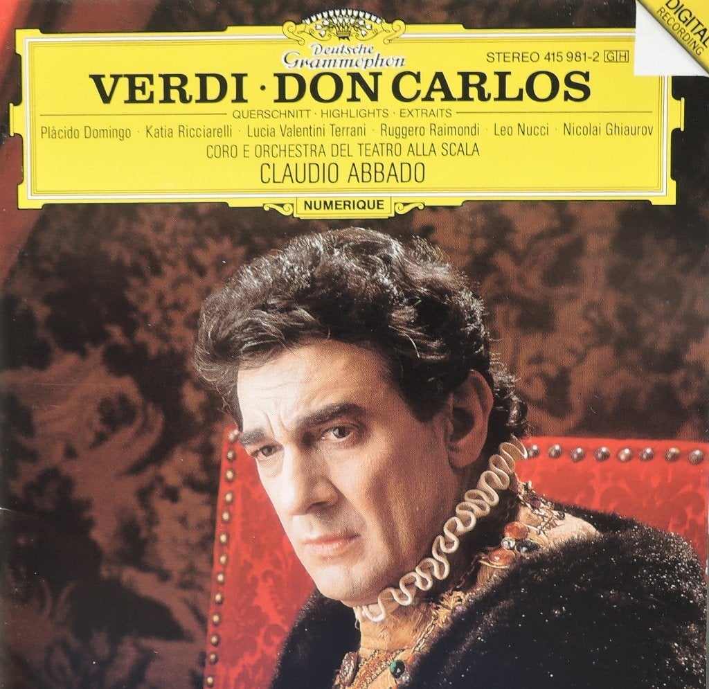 Don Carlos / Verdi - Ricciarelli / Domingo / Abbado - 1985, Cd's en Dvd's, Verdi, Opera of Operette, Ophalen of Verzenden, Zo goed als nieuw