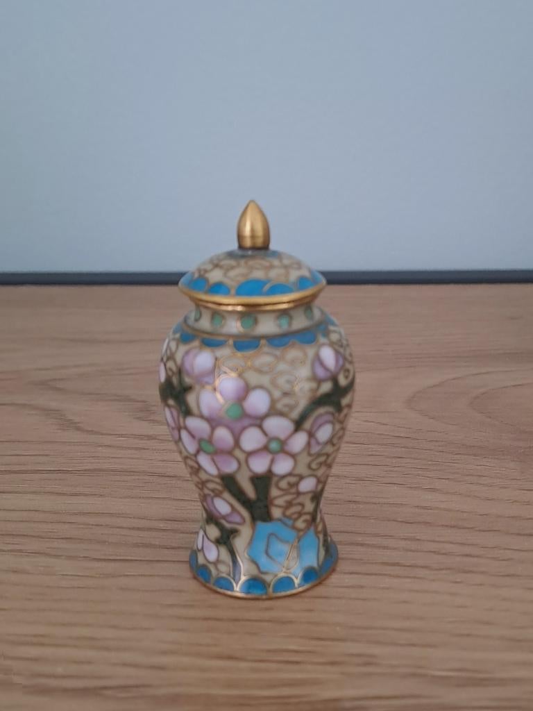 Cloisonné vaasje met dekseltje, Ophalen of Verzenden