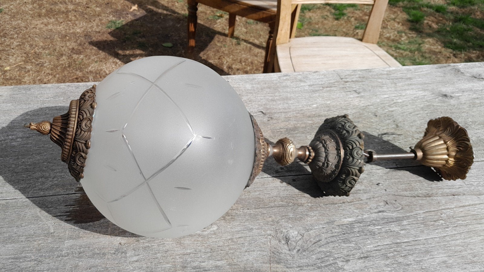 Prachtige oude lamp met koper..., Antiek en Kunst, Antiek | Verlichting, Ophalen