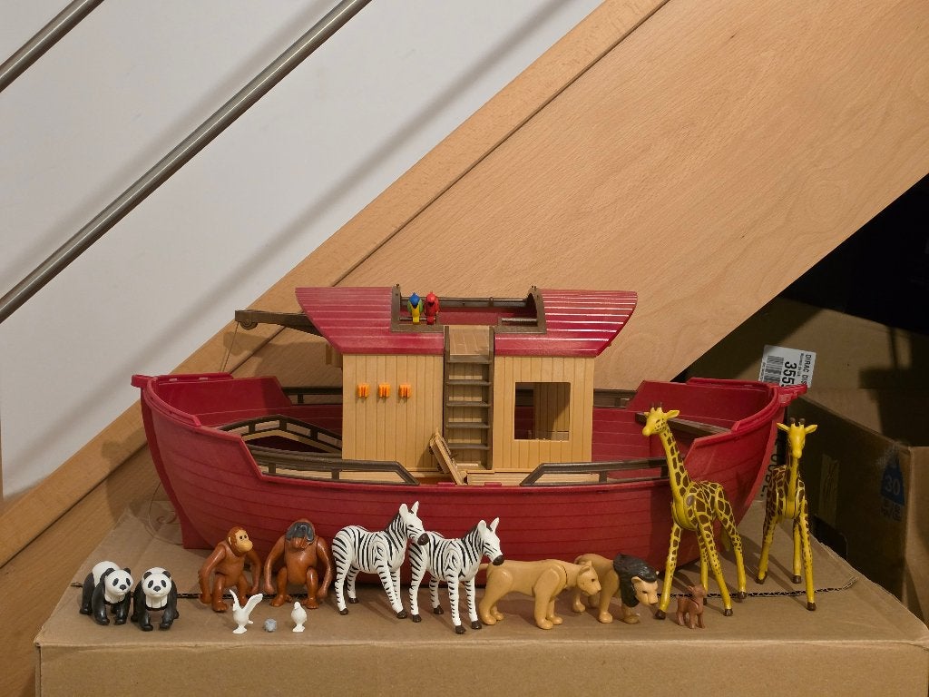 Grande Arche de Noé Playmobil + Couples d'animaux sauvages, Historique, Bateau, Utilisé, Kit complet