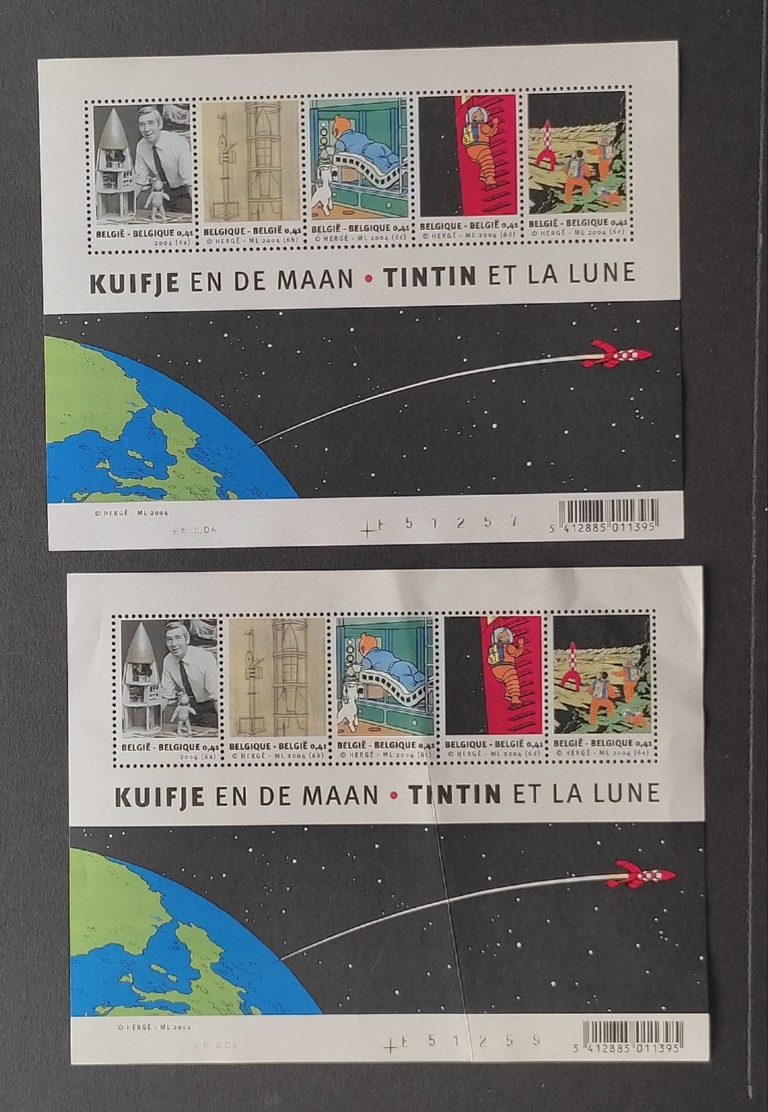 Feuillets Timbres Tintin (Hergé 1907-2007) - Neufs, Livres, Neuf, Plusieurs BD, Enlèvement ou Envoi, Hergé.