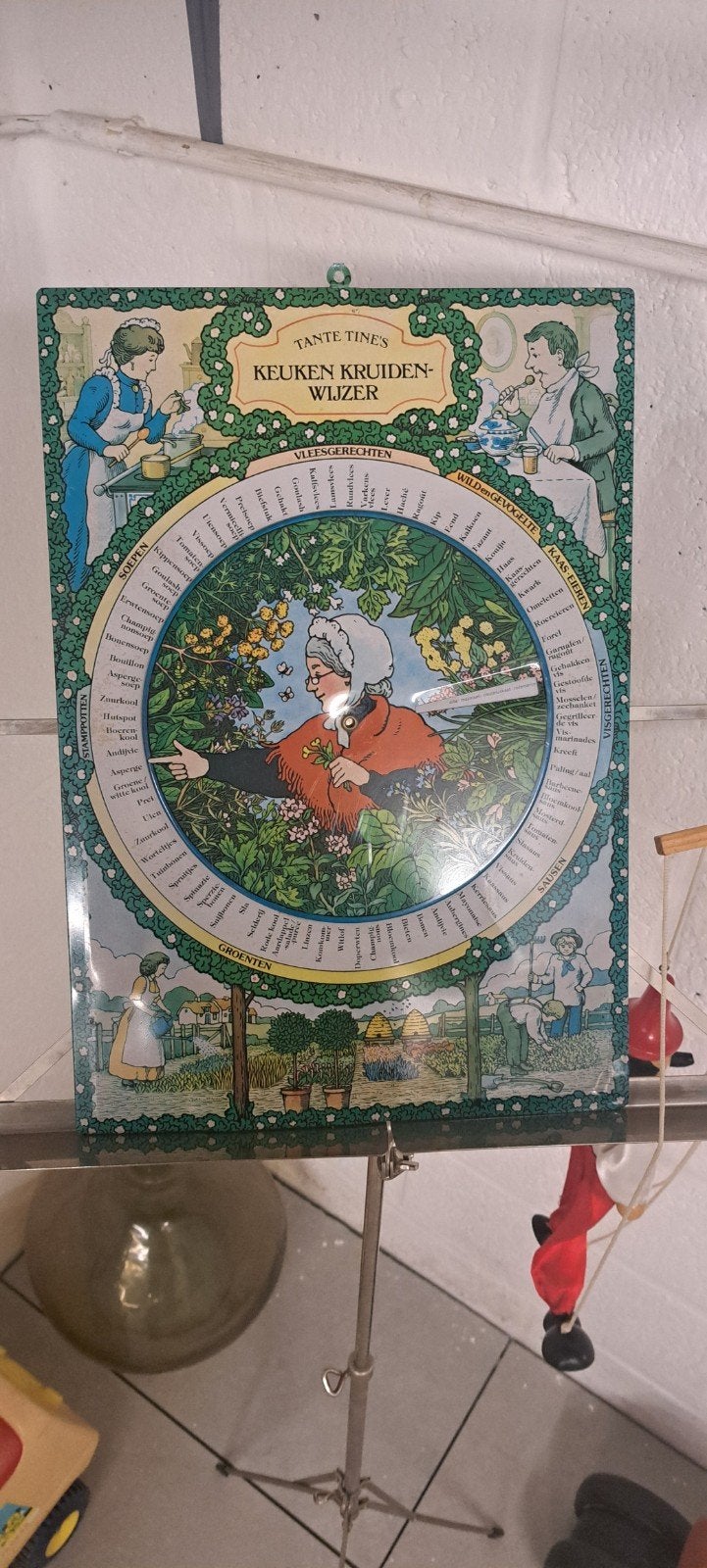 Tante Tine's Keuken Kruiden-Wijzer, een vintage metalen wand, Ophalen of Verzenden