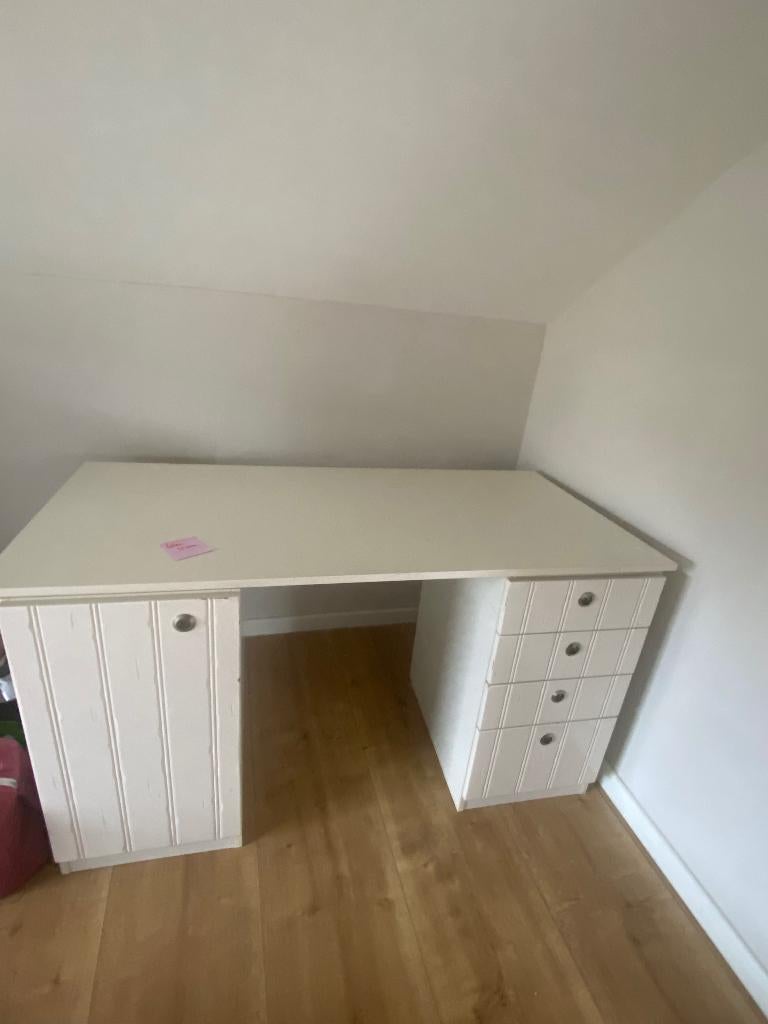 Witte landelijke bureau, Ophalen, 150 cm, Hout, Overige merken