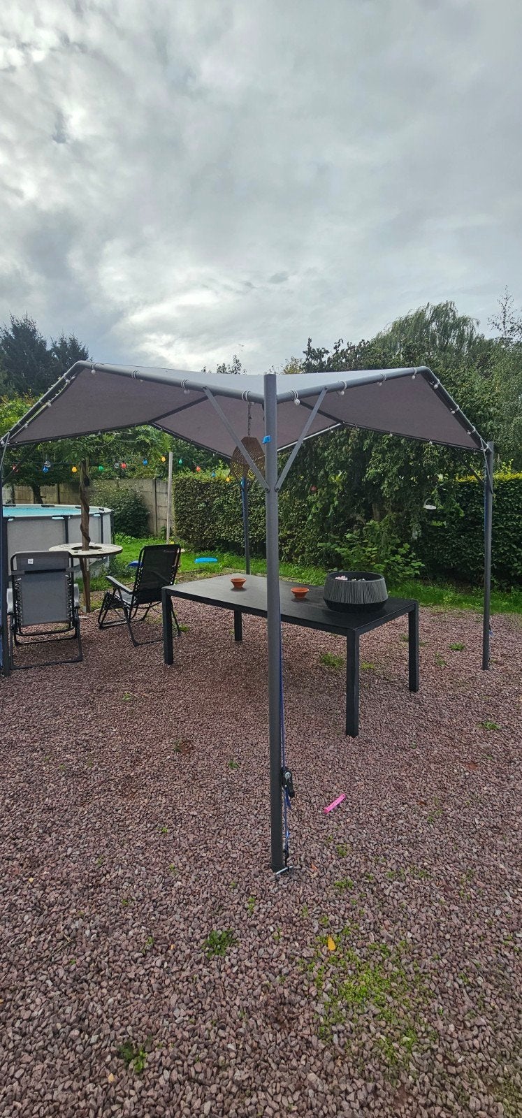 Pergola tuinpaviljoen met extra reservedoek beige 1 jaar oud, Ophalen