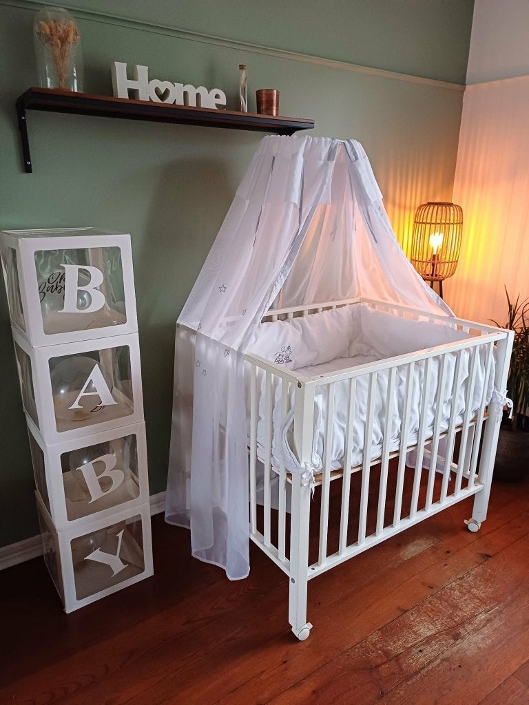Babypark - inclusief bekleding & sluier, Kinderen en Baby's, Ophalen, Gebruikt, Rechthoekig, In hoogte verstelbaar