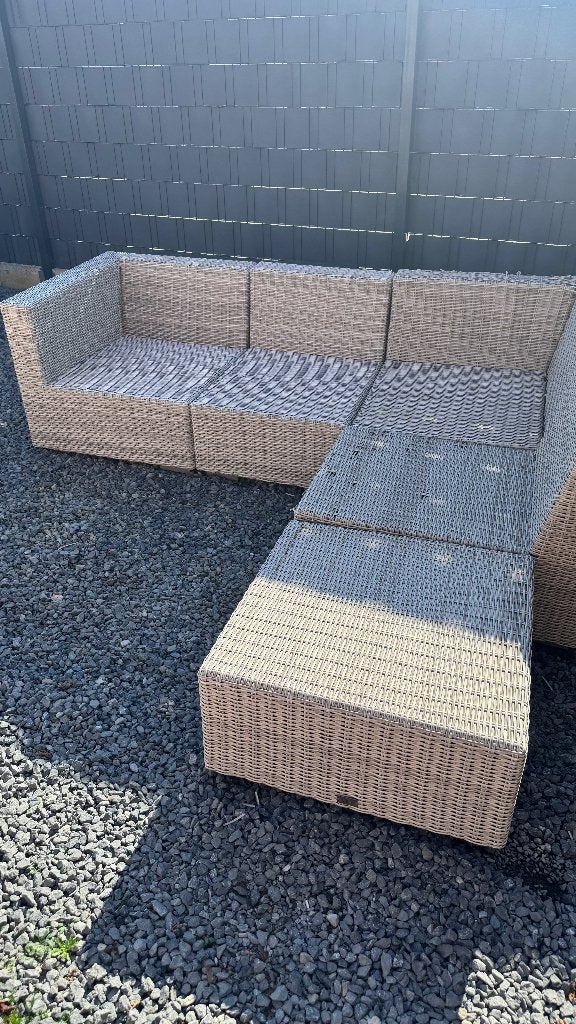 wicker loungeset (grijs/beige), Ophalen, Gebruikt, Wicker, Loungeset