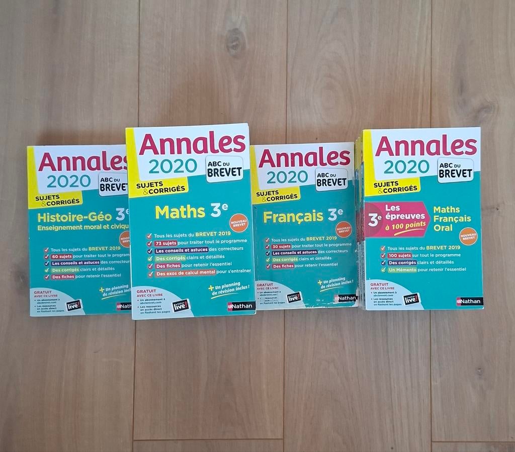 18 Annales Brevet (État Neuf) - Math, Français, Hist-Géo, Enlèvement, Neuf, Autres niveaux