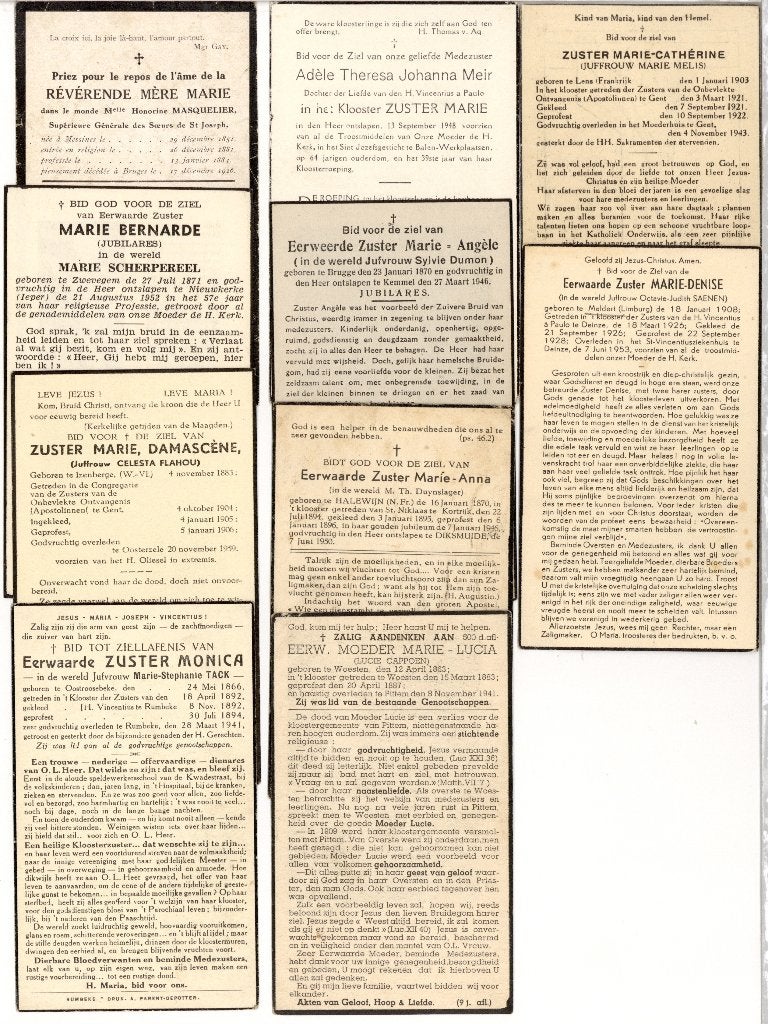 10 Bidprentjes (Zusters), Enlèvement ou Envoi, Image pieuse