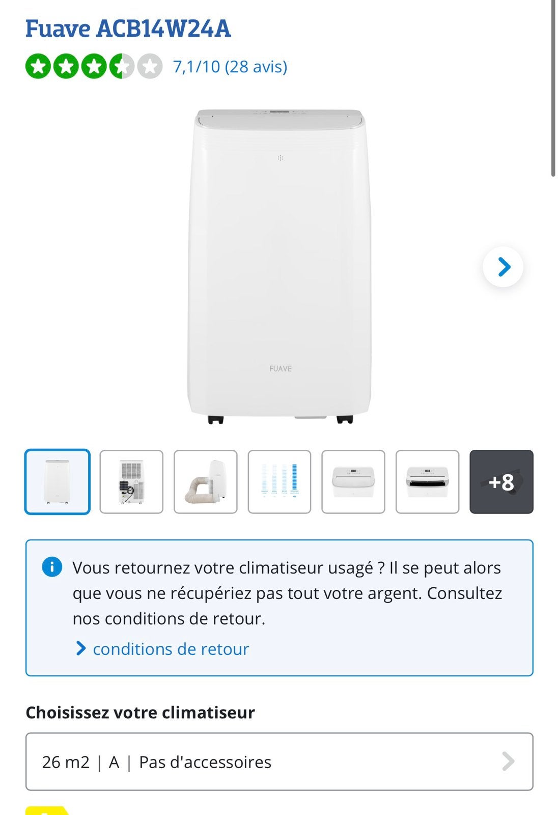Fuave ACB14W24A mobiele airconditioner, Elektronische apparatuur, Airco's, Ophalen, Zo goed als nieuw, Mobiele airco