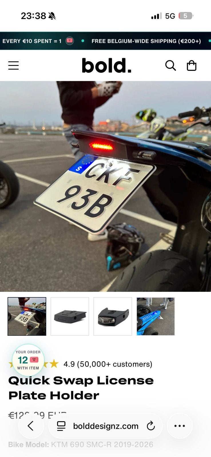 Supermoto nummerplaathouder, Ophalen, Zo goed als nieuw