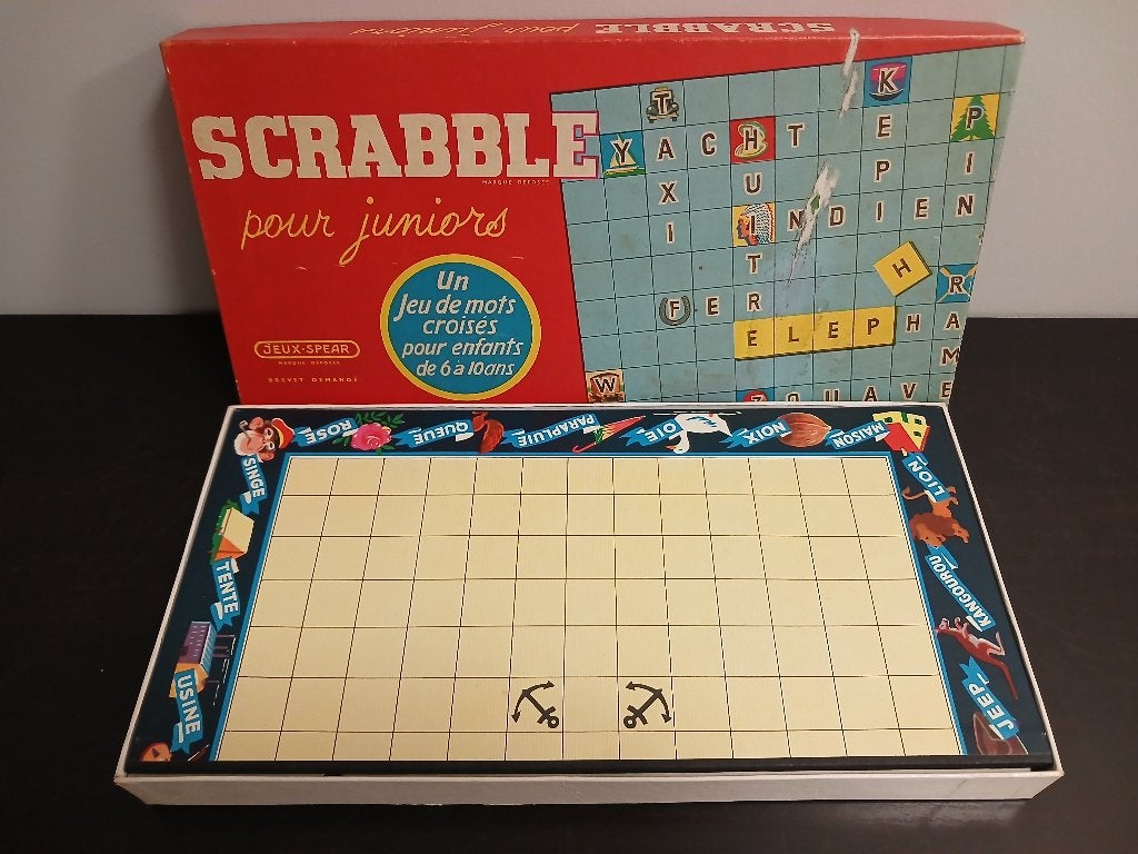 Jeu de société vintage Scrabble juniors Jeux Spear - COMPLET, Ophalen, Gebruikt