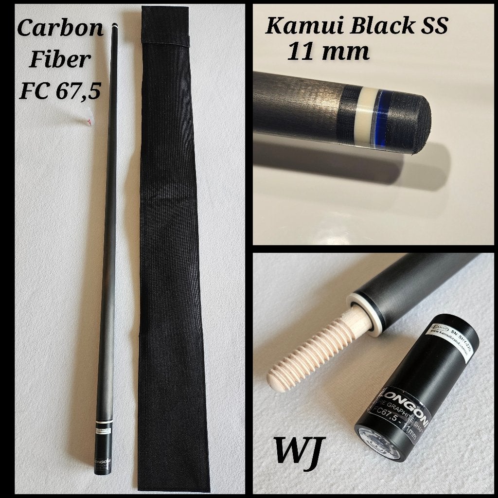 Carbon FC67,5 Kamui Black SS - 11mm  top voor Longoni WJ, Sport en Fitness, Biljarten en Poolen, Nieuw, Keu of Ballen, Ophalen of Verzenden