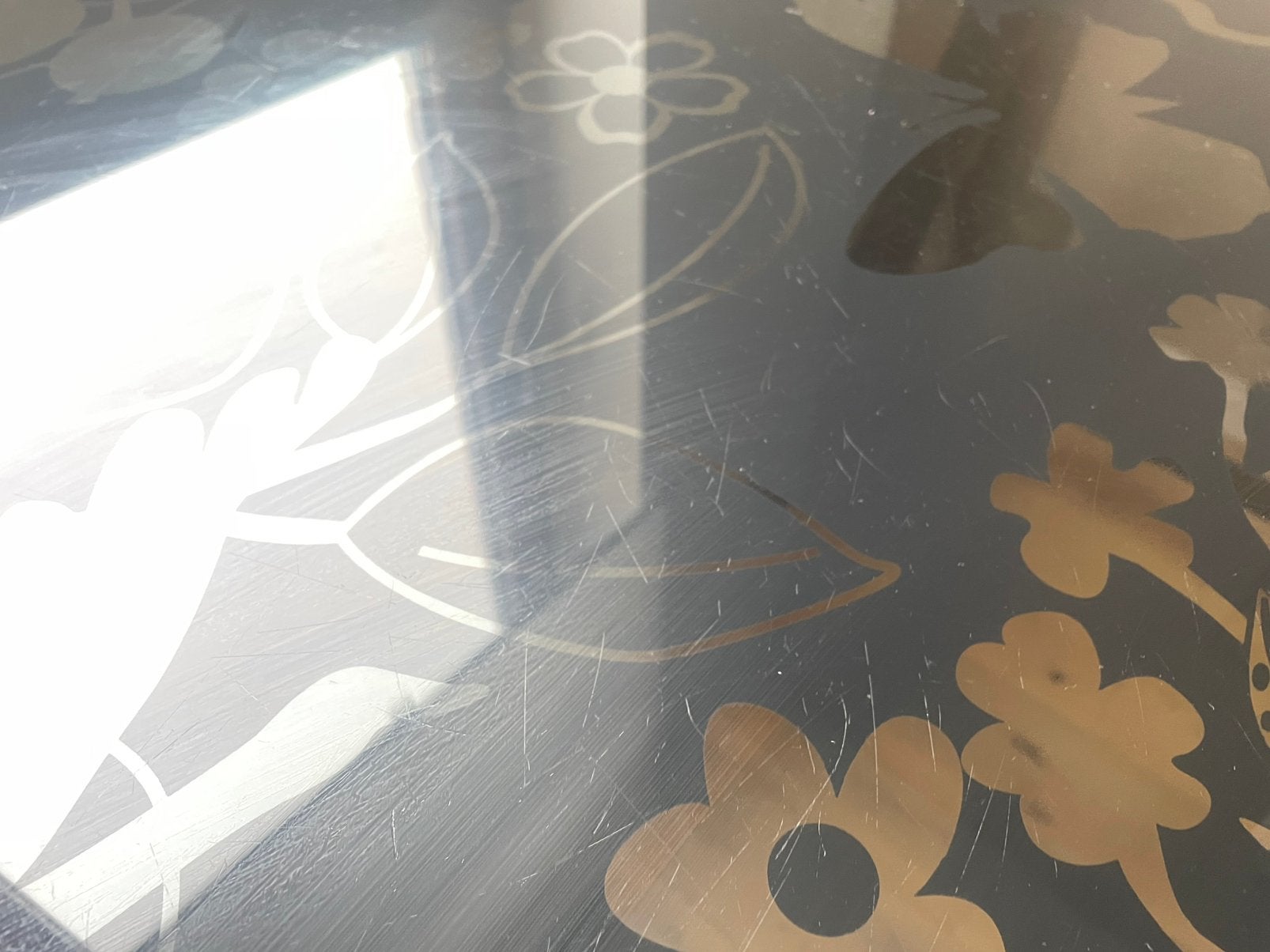 Bureau (table verre + 2 tréteaux), Maison & Meubles, Vintage, Enlèvement, Utilisé, IKEA