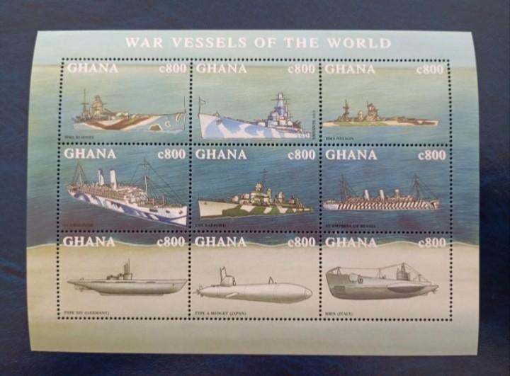 New Ghana block sheet - warships, Timbres & Monnaies, Timbres | Surinam, Envoi