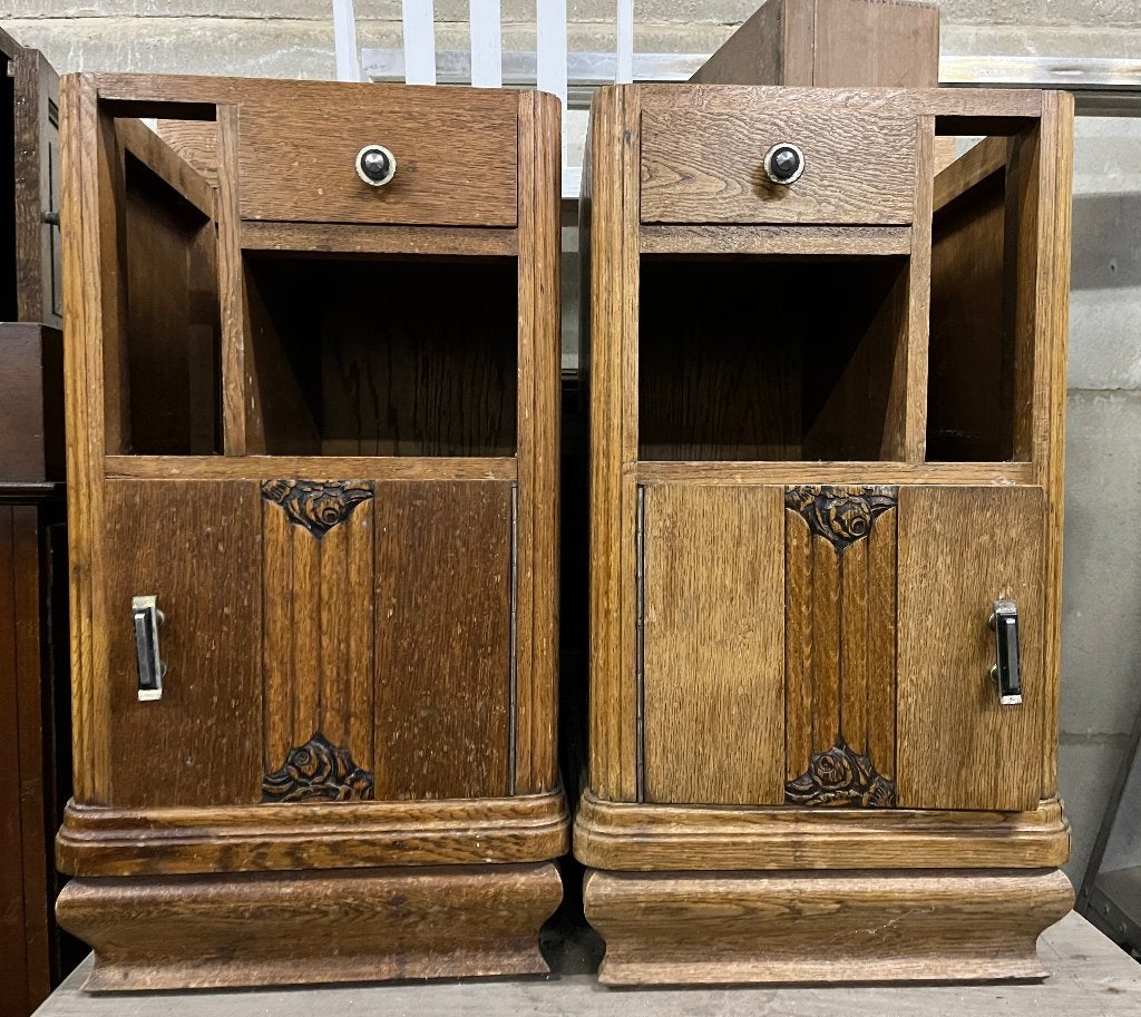 Lot de 2 tables de chevet vintage en bois, 70 cm ou plus, Moins de 45 cm, Enlèvement, Utilisé