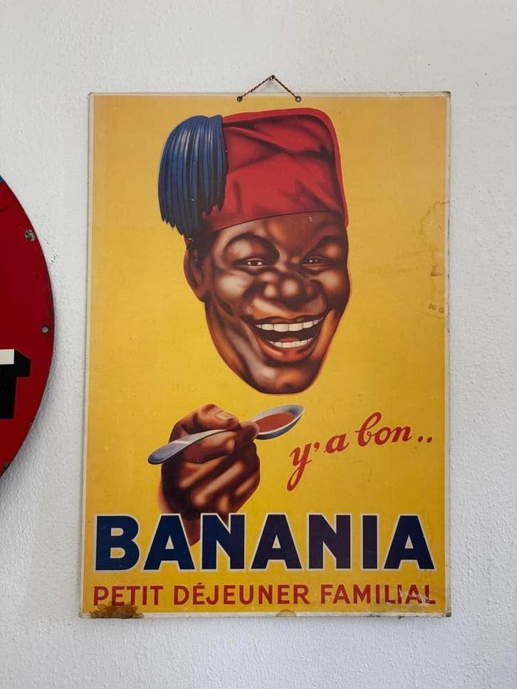 Vintage Banania Reclamebord - Y'a bon - Petit D?jeuner Famil, Verzamelen, Merken en Reclamevoorwerpen