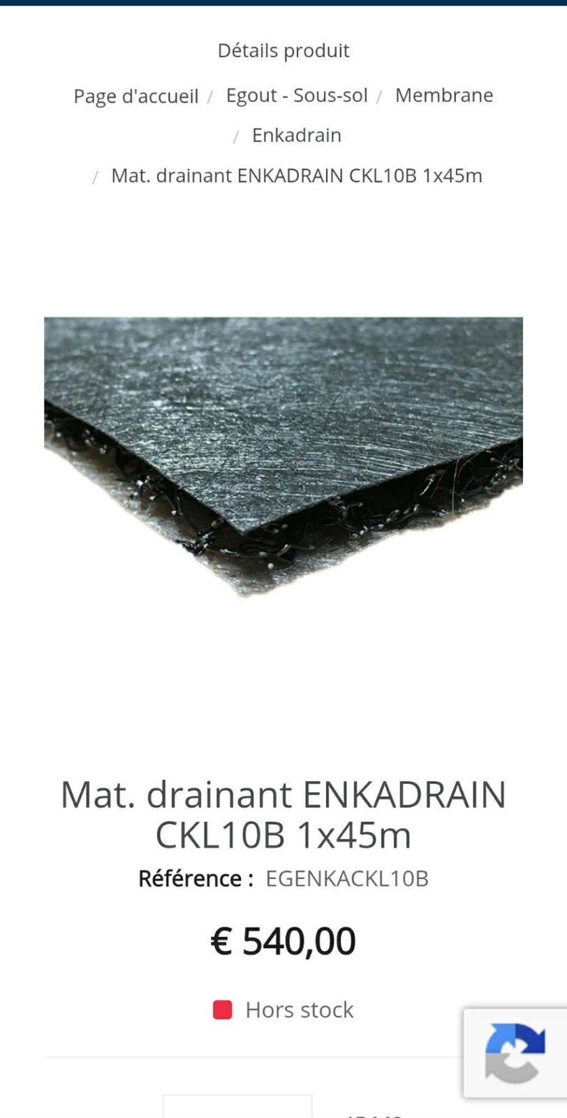 membrane mat.drainant Encadrain clk 10b, Ophalen, Nieuw, Overige materialen