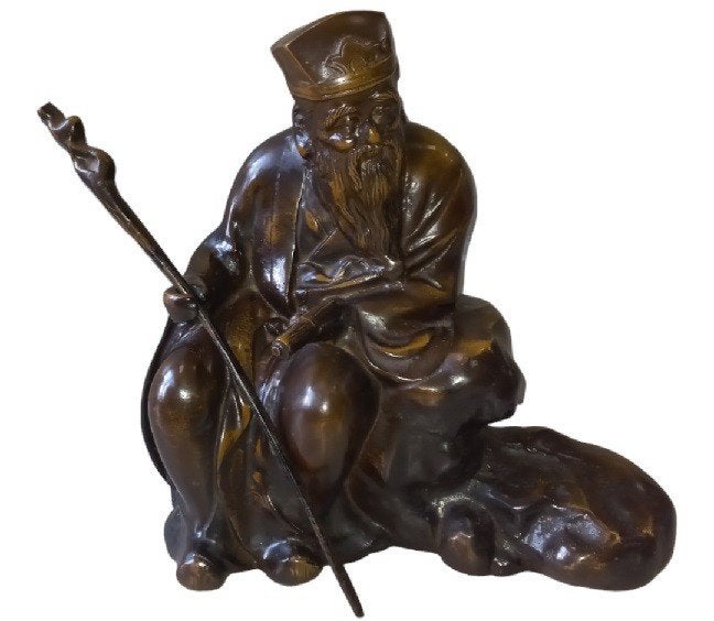 sage japonais en bronze., Enlèvement ou Envoi, Brons, Statue, Homme