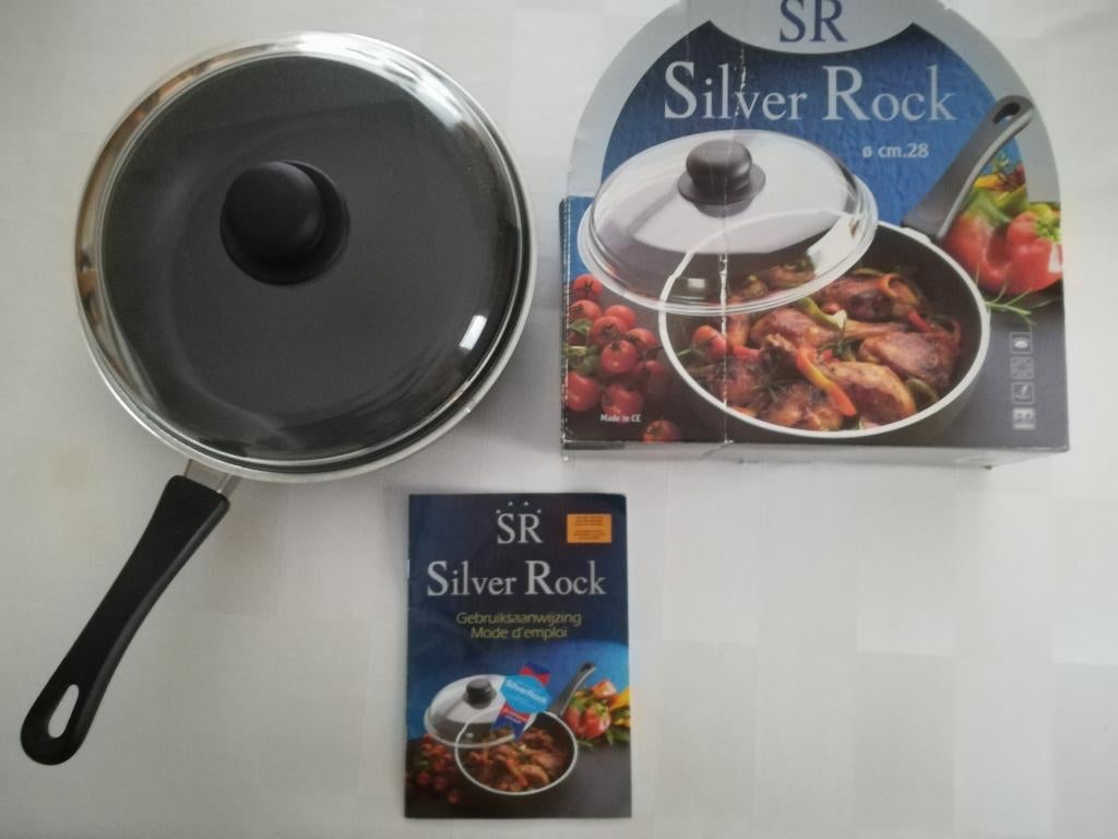 pan met glazen deksel SILVER ROCK, Maison & Meubles, Cuisine | Casseroles & Poêles, Neuf, Poêle à frire ou Sauteuse, Autres matériaux