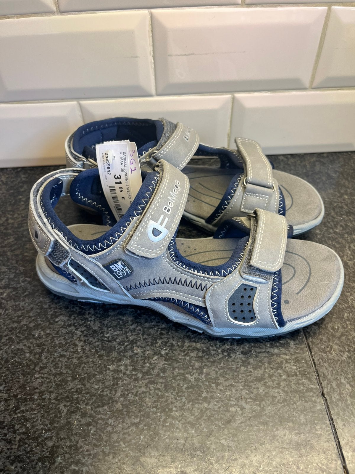 BlueWear kindersandalen grijs/blauw – maat 35, Kinderen en Baby's, Babykleding | Schoentjes en Sokjes, Zo goed als nieuw, Schoentjes