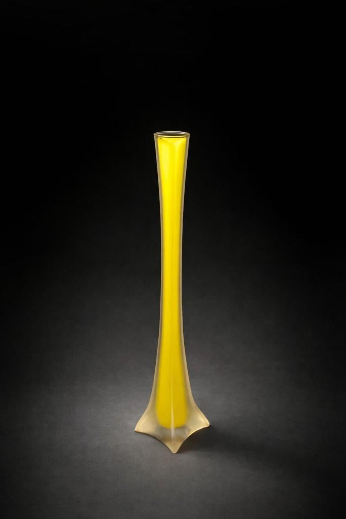 Vase soliflore d'Empoli en verre jaune, Antiquités & Art, Enlèvement
