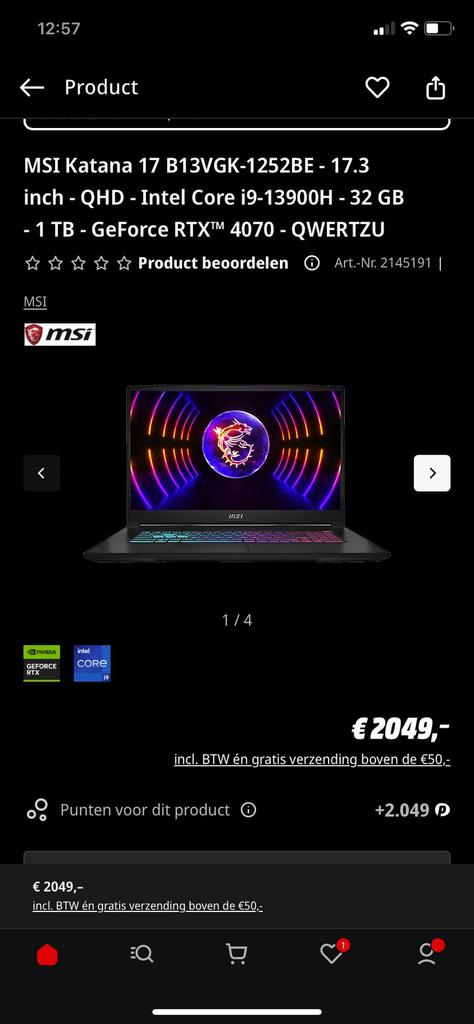 Gaming Laptop, Computers en Software, Windows Laptops, Ophalen of Verzenden, Zo goed als nieuw, 32 GB, Gaming