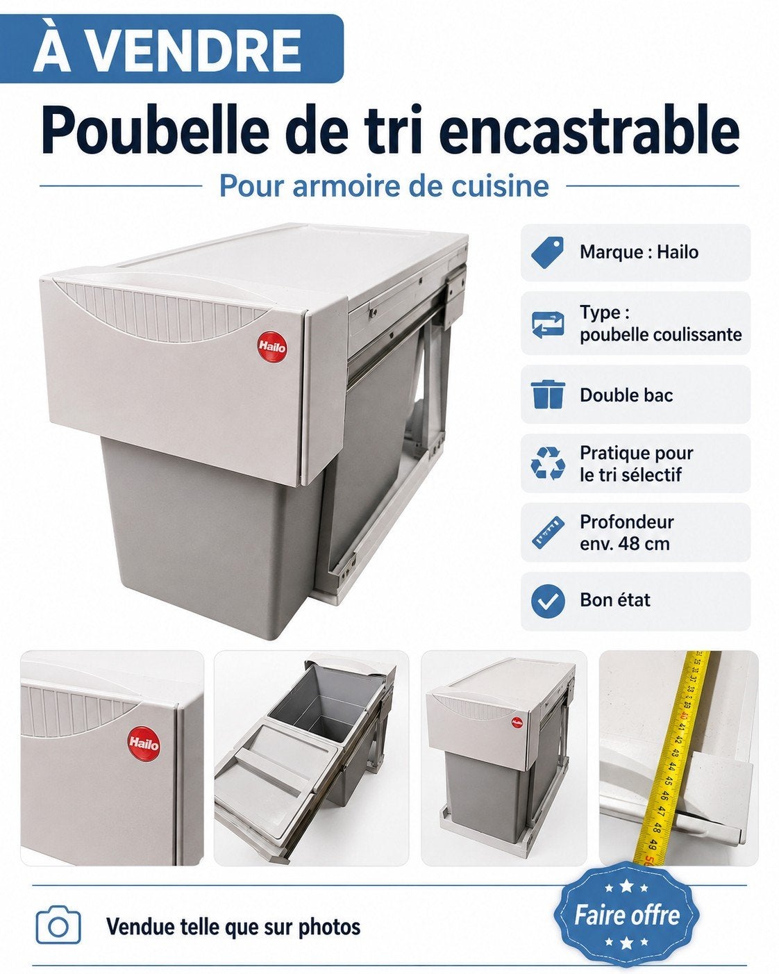 Poubelle de tri, Enlèvement ou Envoi, Comme neuf
