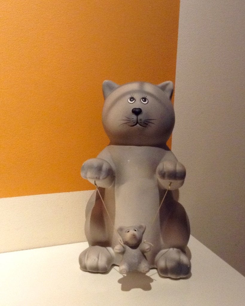 Groot vintage beeldje van kat en muis (23 cm) - Keramiek, Antiek en Kunst, Ophalen