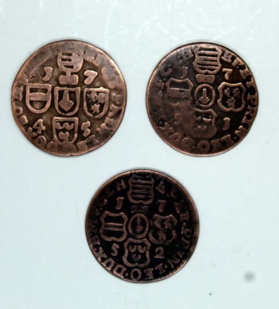 3 X 1 oord of liard 1745 1751 1752, Postzegels en Munten, Munten | België, Ophalen of Verzenden, Brons, Setje