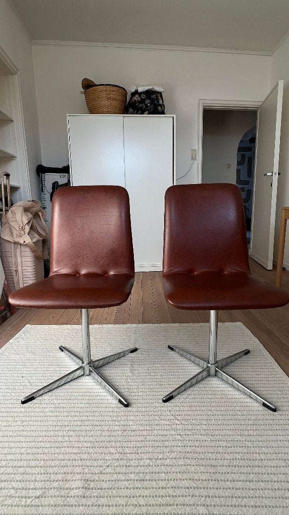 2 chaises pivotantes vintage, années 1970, milieu du siècle, Maison & Meubles, Enlèvement, Utilisé, Brun, Chaise de bureau