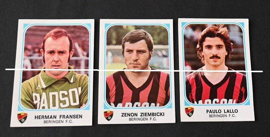 Autocollants Panini/Football 77/Beringen FC/3 stickers, Collections, Envoi, Comme neuf, Affiche, Image ou Autocollant
