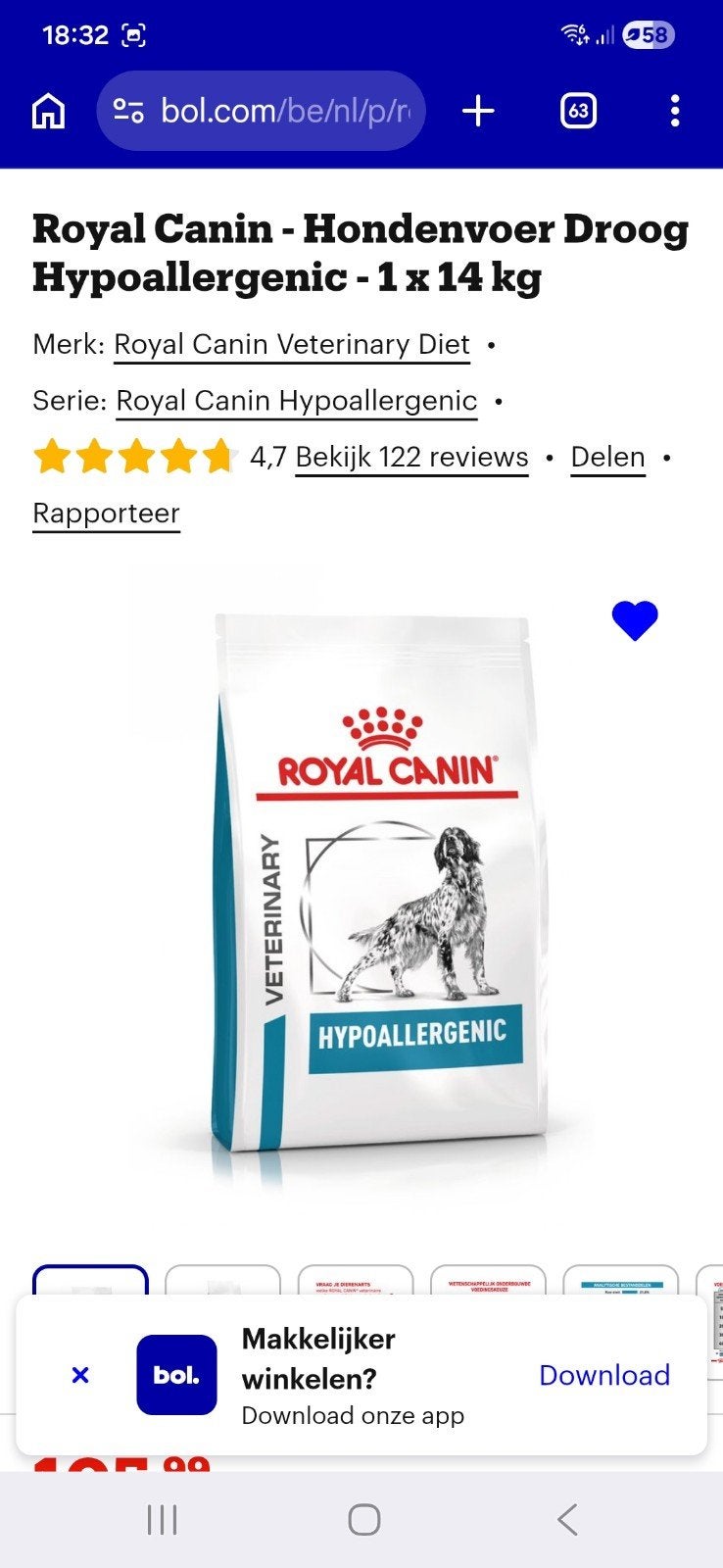 Royal Canin - Hondenvoer Droog Hypoallergenic - 14 kg, Dieren en Toebehoren, Ophalen, Hond