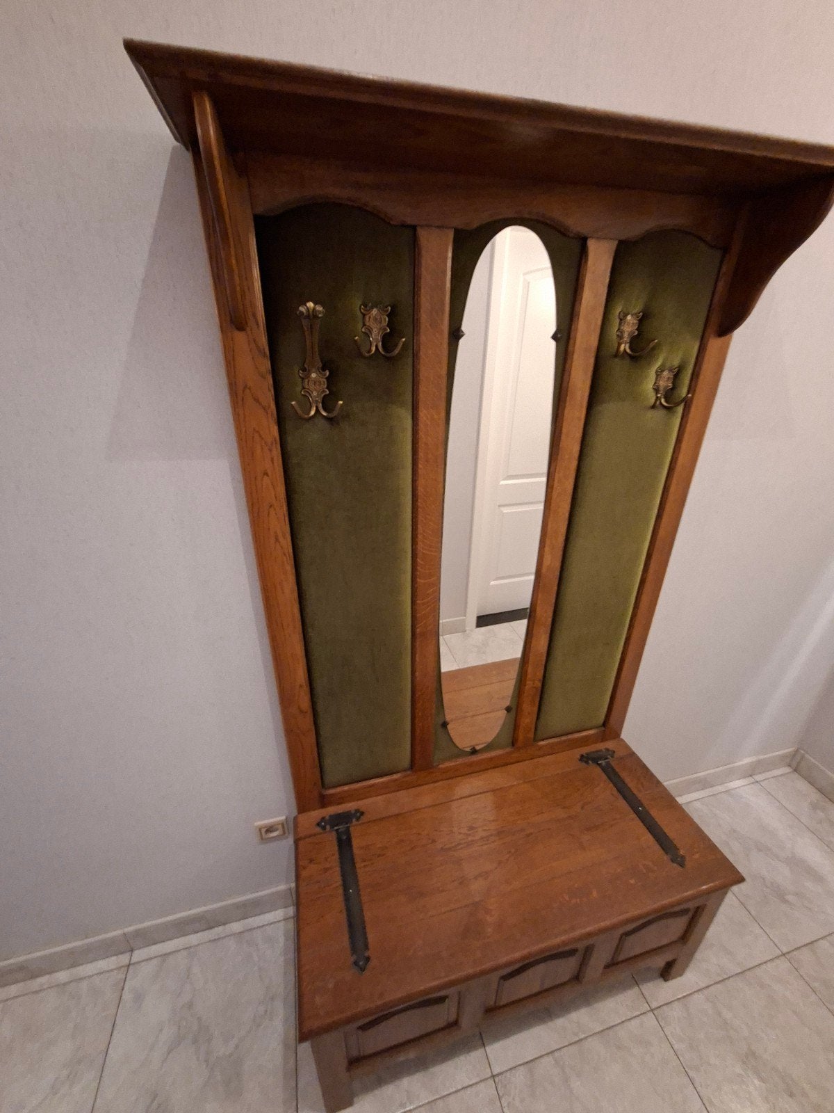 Kapstok met spiegel en opbergkoffer te koop, Huis en Inrichting, Ophalen