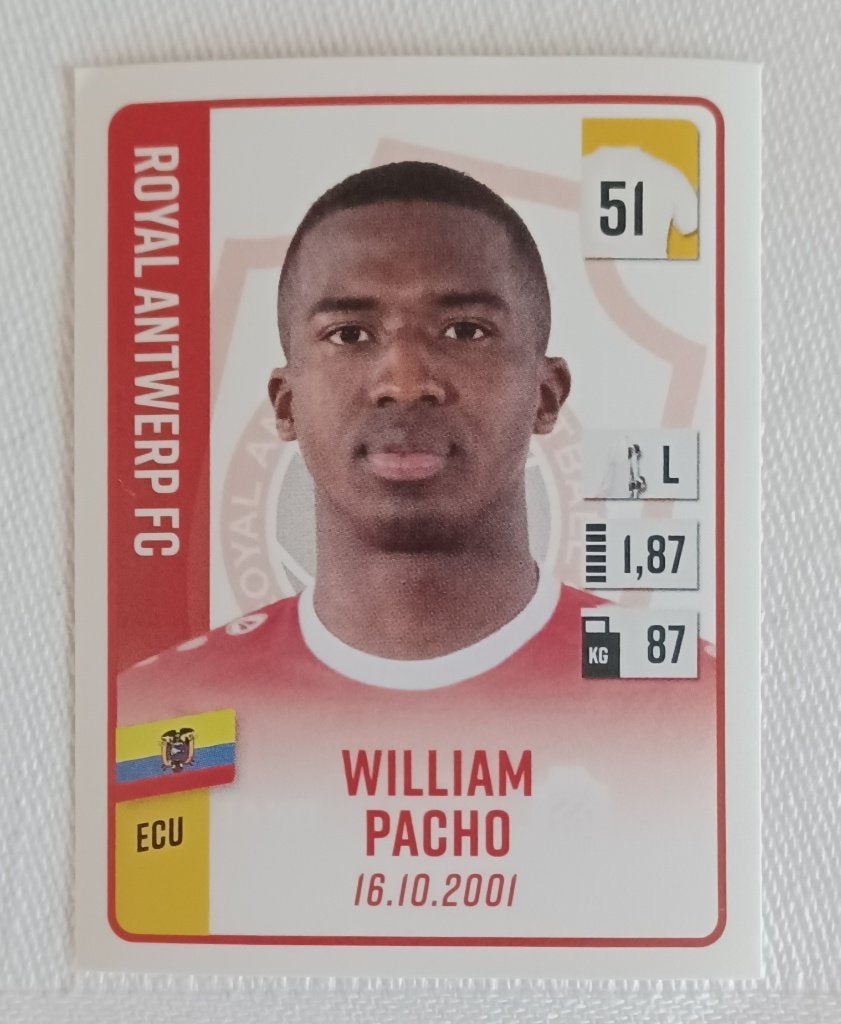 Autocollant William Pacho (rookie) - Pro League 2022-2023, Enlèvement ou Envoi, Comme neuf, Autocollant