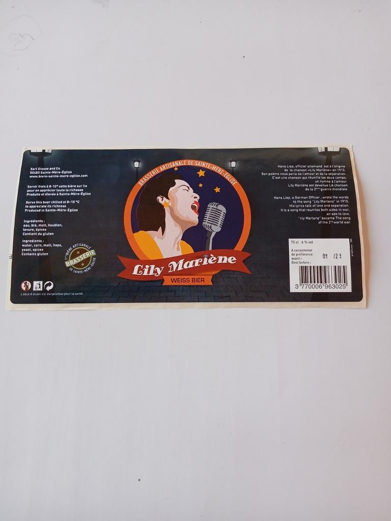 1 etiket van de reep van Sainte Mère l Eglise 75cl Normandy, Verzamelen, Biermerken, Ophalen of Verzenden