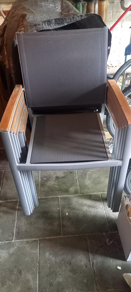 Lot de 6 Chaises de jardin teck et métal, Enlèvement, Métal