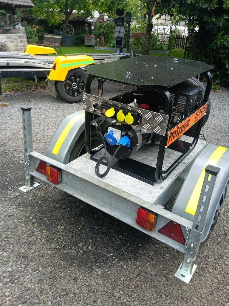 Groupe électrogène neuf sur remorque routière, Enlèvement, Neuf, 5 à 10 kVA, Essence