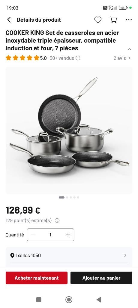 Set de casseroles et poêles en acier inoxydable, Maison & Meubles, Cuisine | Casseroles & Poêles, Enlèvement, Neuf