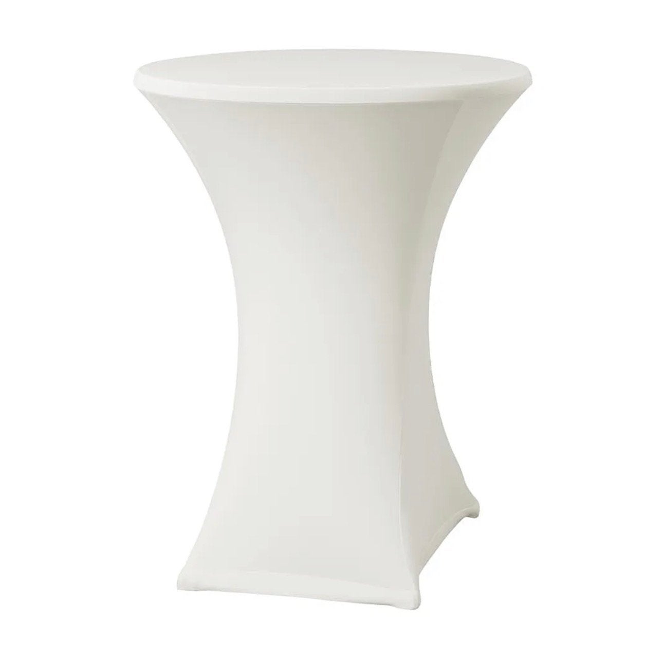 6x Crèmekleurige stretch statafelhoezen Ø80-85 cm, Ophalen, Zo goed als nieuw