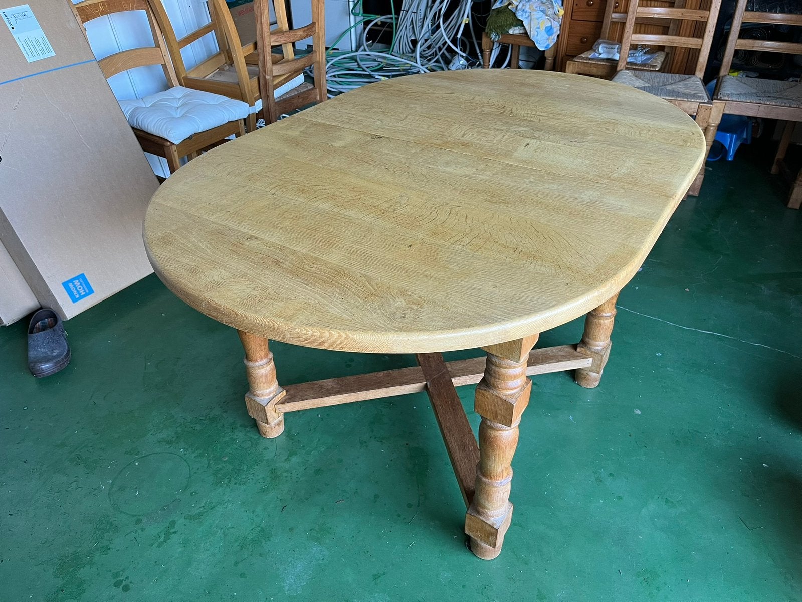 Massief eiken tafel uitrekbaar, Huis en Inrichting, Tafels | Eettafels, Ophalen, Gebruikt, Eikenhout, 50 tot 100 cm