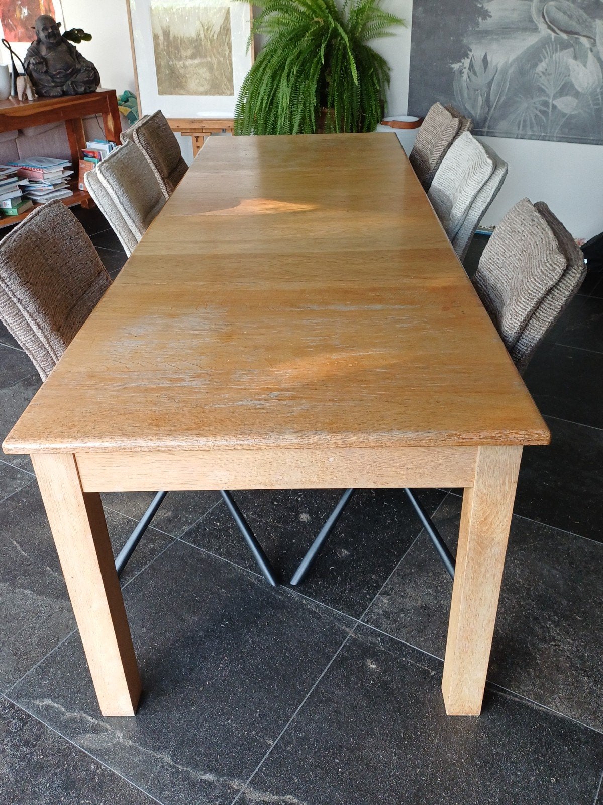 Uitrekbare tafel van 140 tot 320cm, Huis en Inrichting, Tafels | Eettafels, Ophalen, Gebruikt, Eikenhout, 50 tot 100 cm