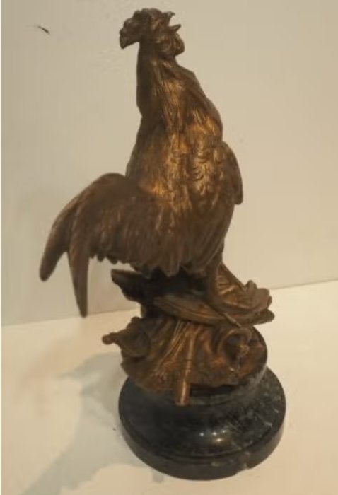 bronze coq signe drouot comte du passage, Antiquités & Art, Enlèvement ou Envoi, Bronze