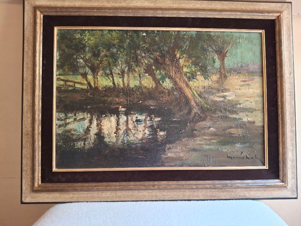 schilderij, Antiquités & Art, Peint à la main, Peinture à l'huile, Panneau, Paysage