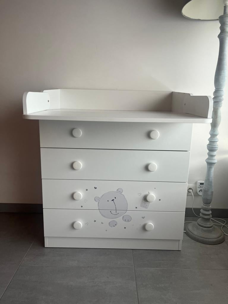 Teddy luiercommode met 4 laden, wit inklapbaar, Ophalen, Gebruikt