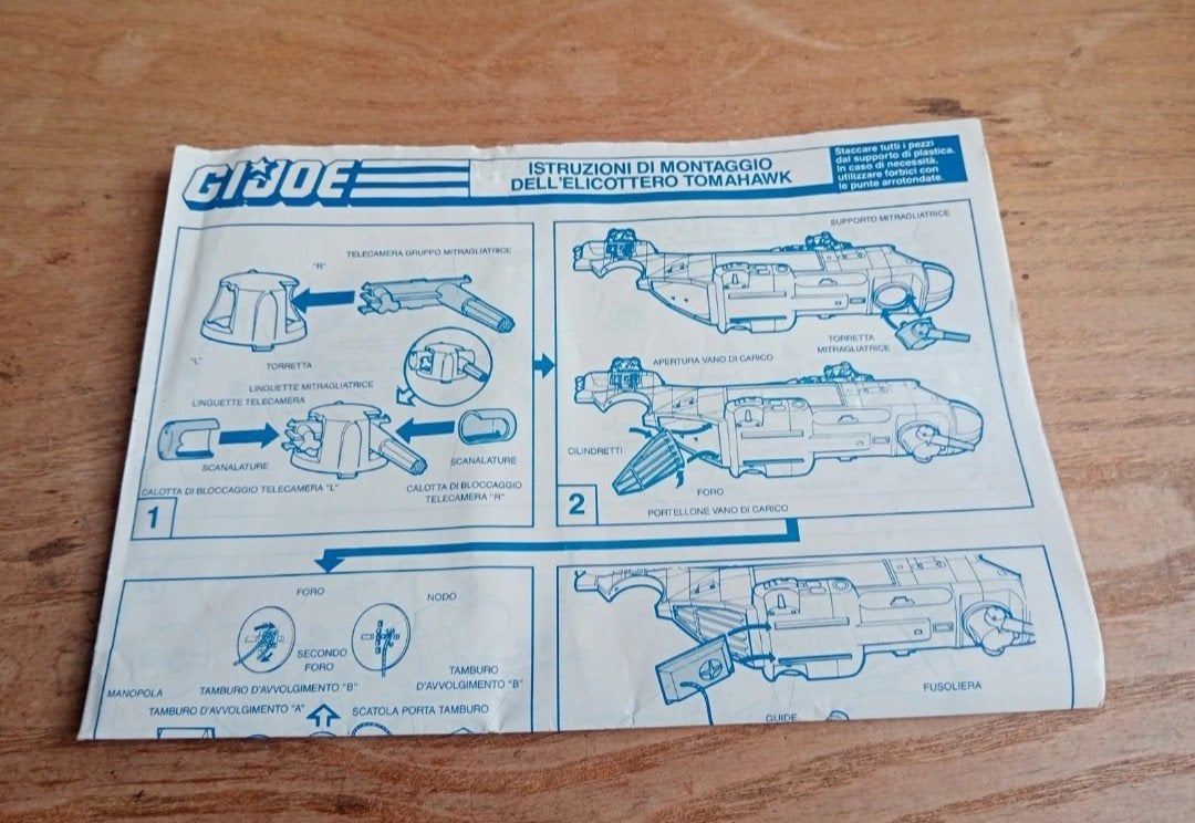 Gi joe gijoe tomahawk helicopter vintage instruction europe, Verzenden