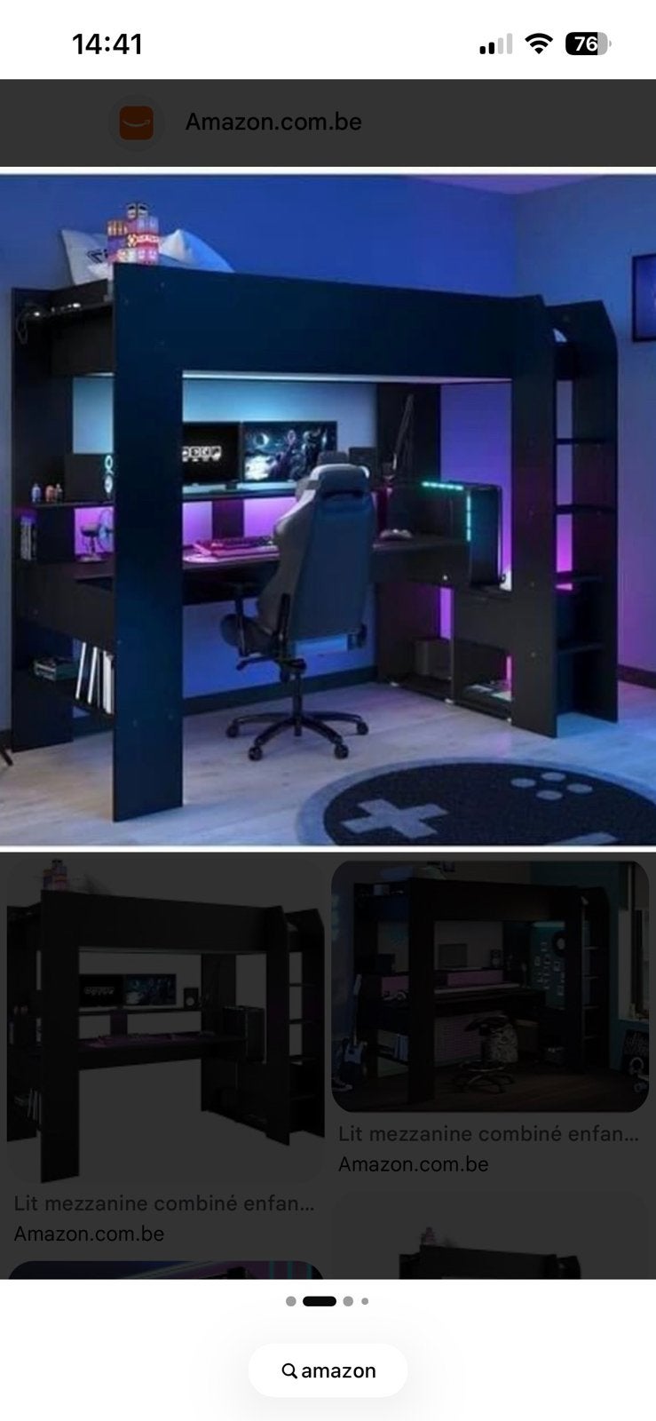 Lit messanine Raven avec bureau, Enlèvement, Comme neuf, Lit mezzanine